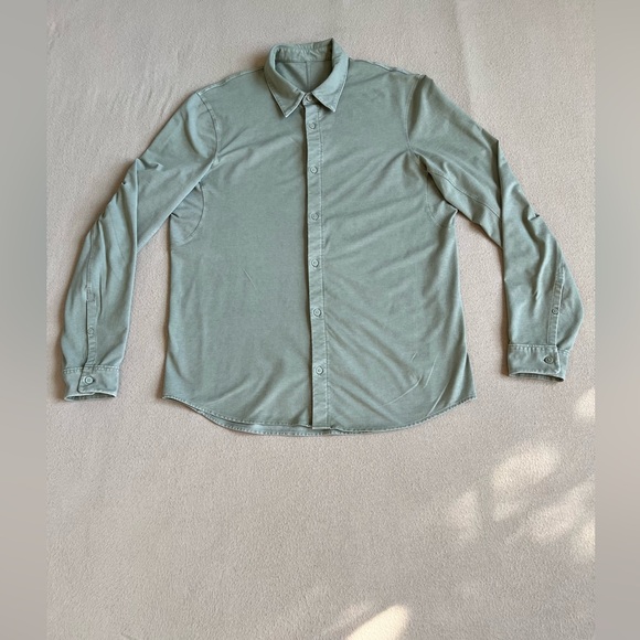 Lululemon Commission Shirt Men's M Green Fern Enzyme Dye Long Sleeve Button-Up - Picture 1 of 6